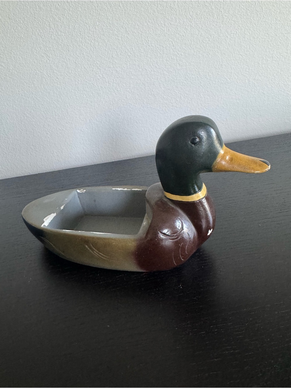 Vintage Ceramic Mallard Duck Trinket Dish Planter